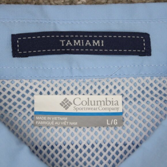 Columbia PFG Shirt NWT Mens Large Blue Tamiami II Fishing Performance S/S Button - Picture 10 of 16